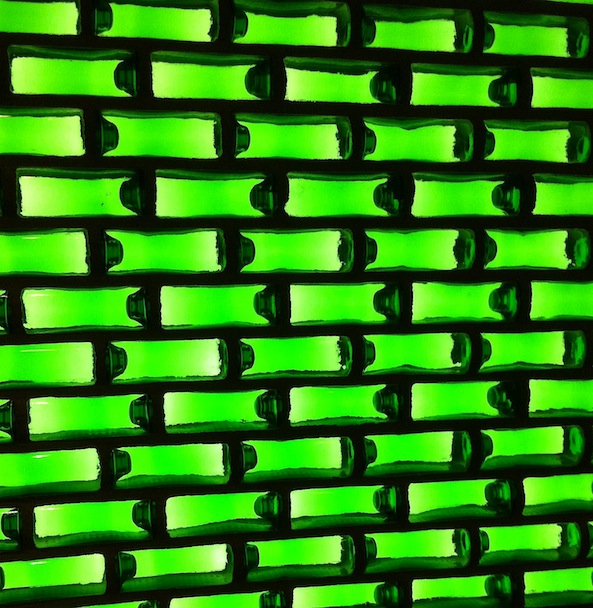 Wall made from Heineken bottles